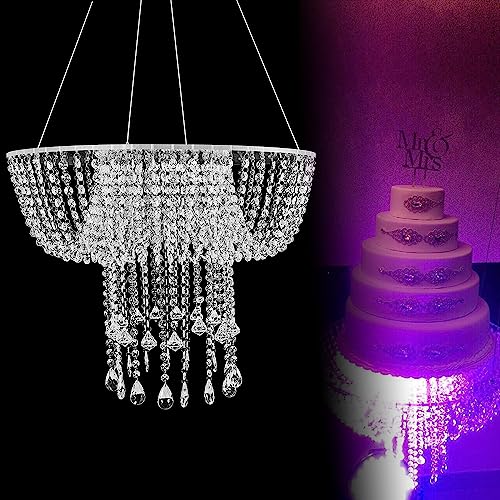 23.62 Inch Floating Cake Stand Romantic Crystal Cake Stand Wedding Crystal Suspended Cake Stand Chandelier Decor Stand Dessert Display Stands for Tea Party Wedding and Birthday