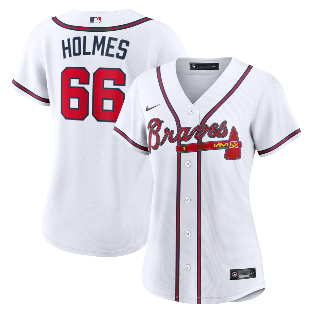 Women's Atlanta Braves Grant Holmes Nike White Home Replica Jersey