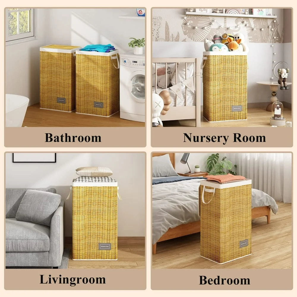 leecrd Star Full Fabric 2 Pack Laundry Hamper with Lid  100 Gal(100L)  Large Laundry Hamper with Handle Removable Bag  Collapsible Clothes Hamper Organize  For Change of Clothes Towels  W - Curated Treasures Market