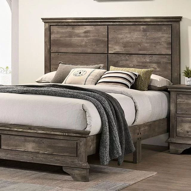 Transitional Gray Solid Wood King Bedroom Set 5pcs FOA CM7186 Fortworth