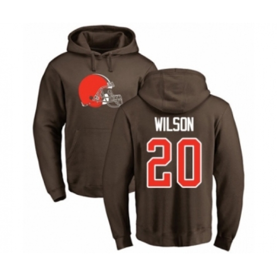 Football Cleveland Browns #20 Howard Wilson Brown Name & Number Logo Pullover Hoodie