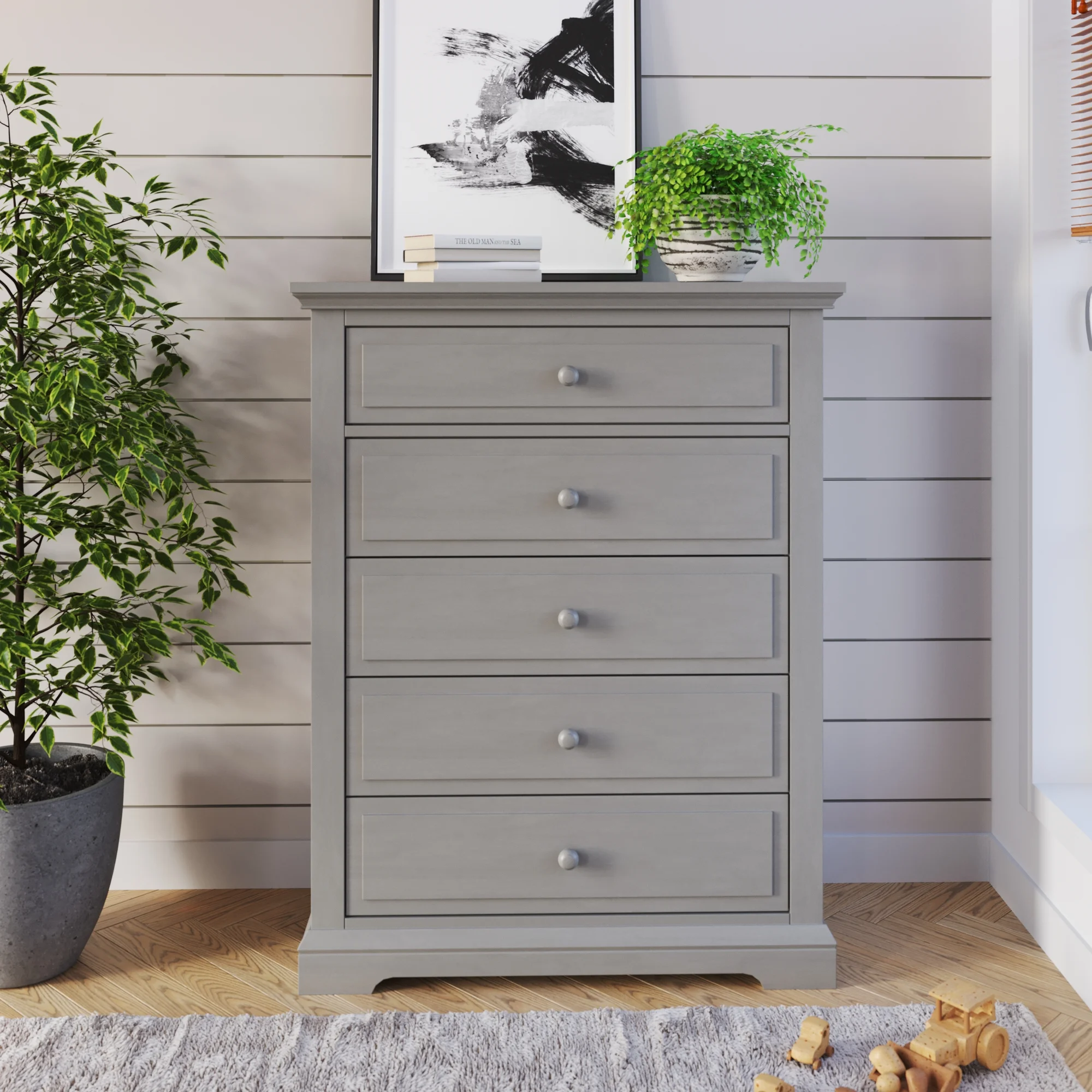 Jordyn Select 5 Drawer Chest, Lunar Gray - Curated Treasures Market