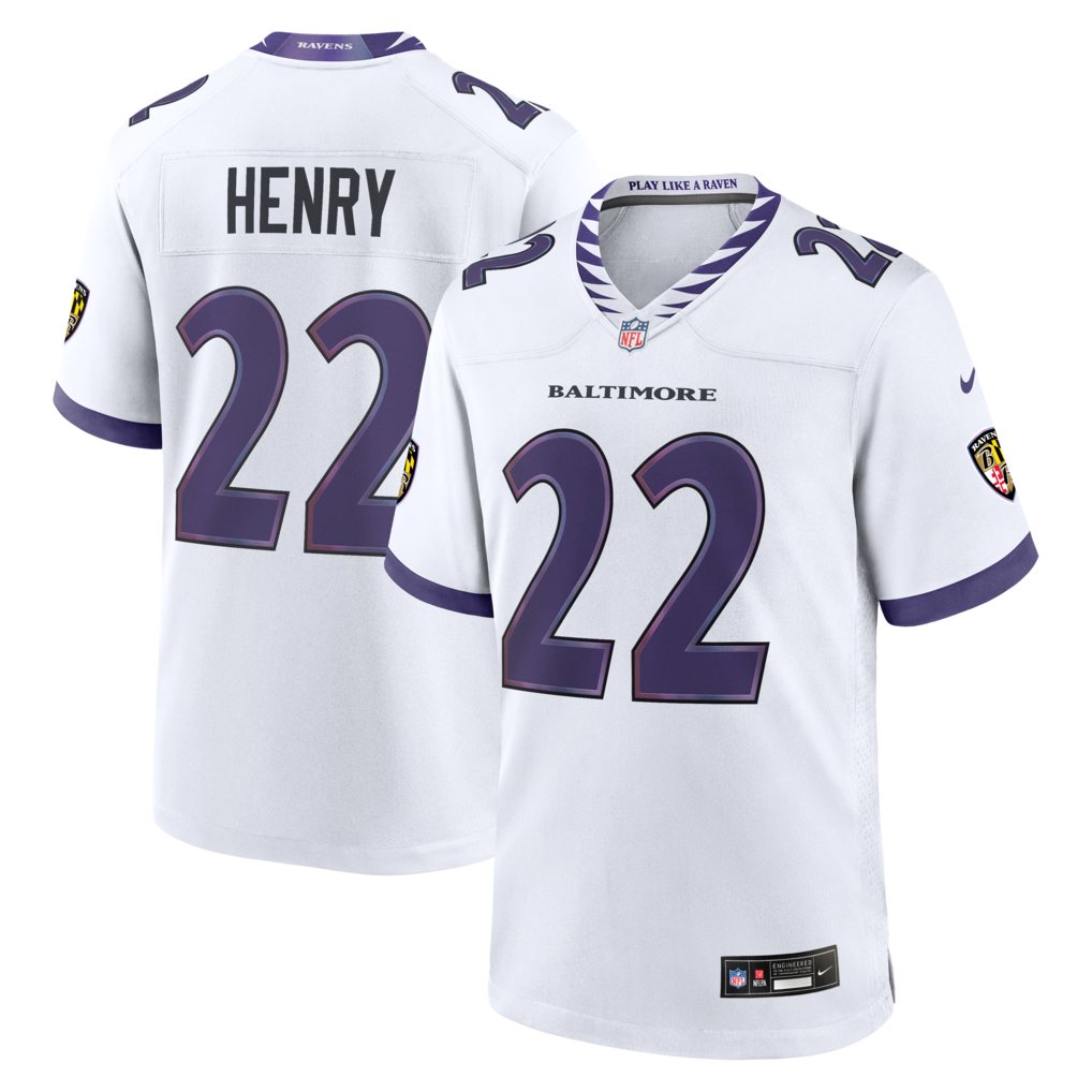 Men's Baltimore Ravens Derrick Henry Nike White Game Jersey