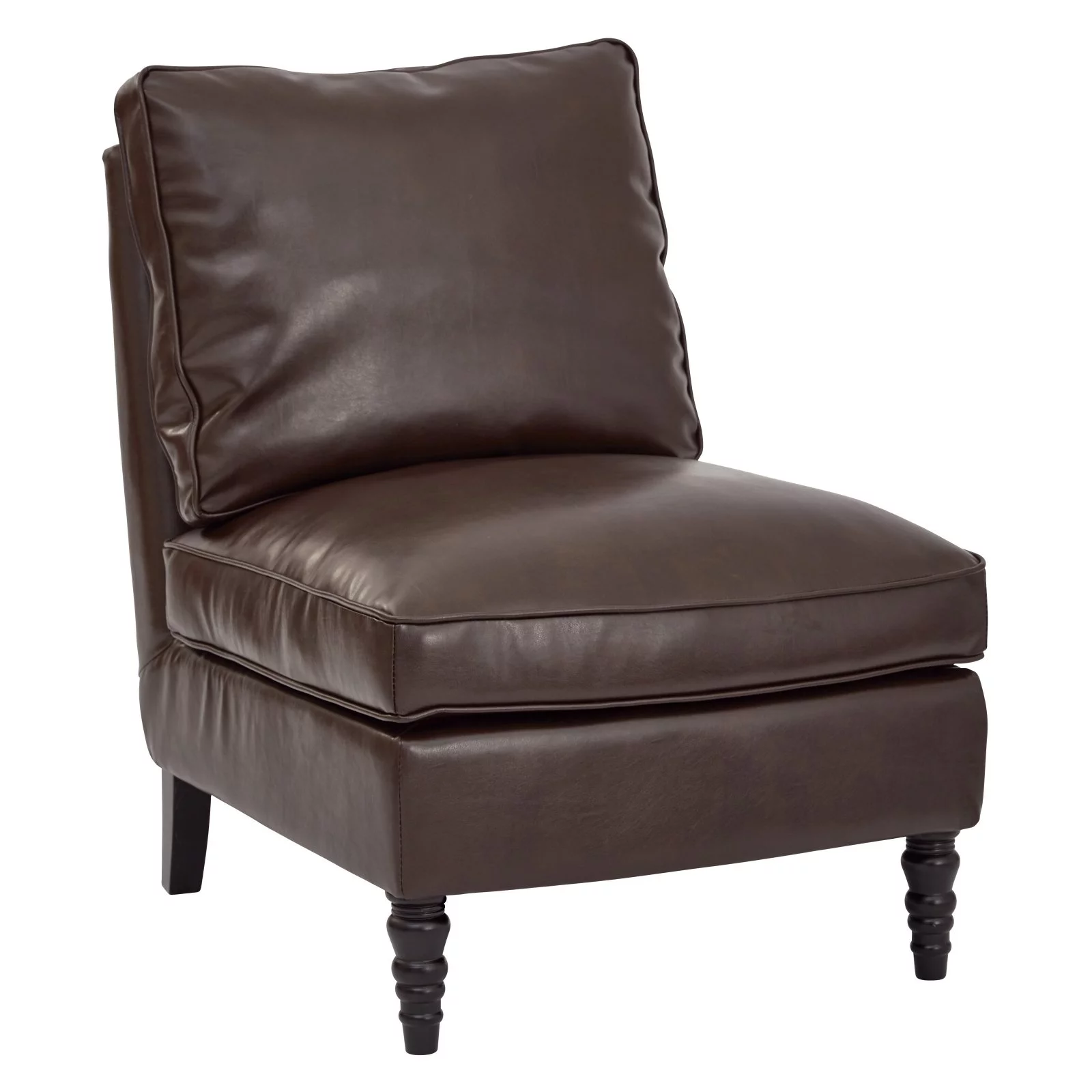 OSP Home Furnishings Martin Accent Chair in Cocoa Bonded Leather with Solid Wood Legs - Curated Treasures Market