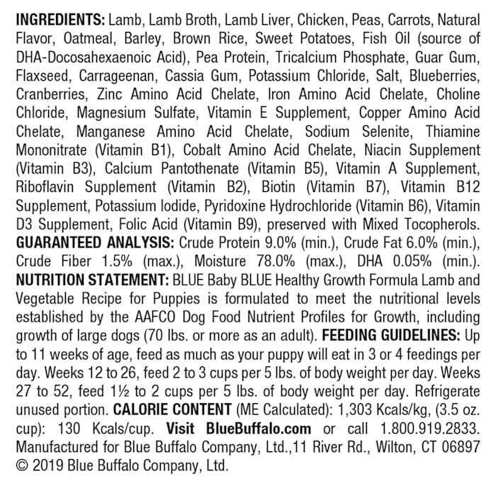 Blue Buffalo Baby Blue Healthy Growth Formula Natural Puppy Wet Dog Food