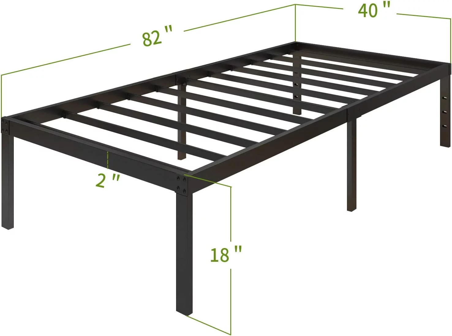 18 Inch Metal Platform Bed Frame/3500lbs Heavy Duty Steel Slat Mattress Foundation/Reinforced Platform/Noise Free/Easy Assembly Twin/Twin XL/Queen/King/California King (Full) - Curated Treasures Market