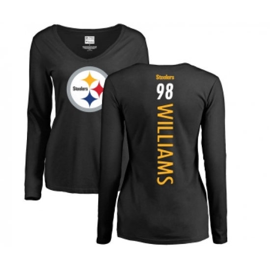 Football Women's Pittsburgh Steelers #98 Vince Williams Black Backer Slim Fit Long Sleeve T-Shirt