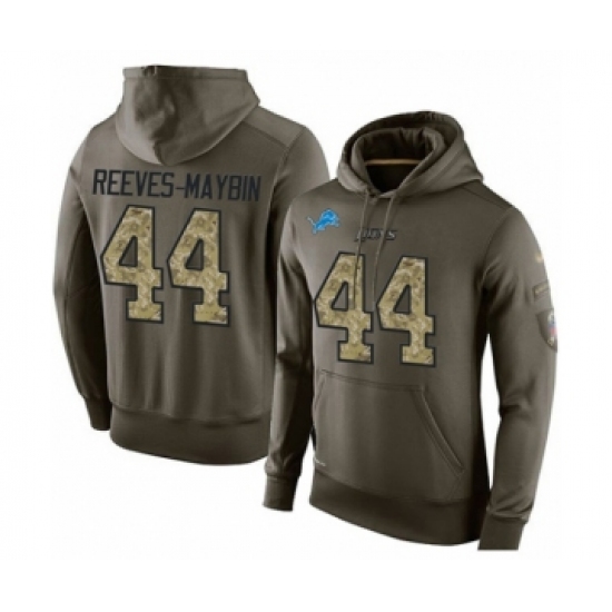 Football Men's Detroit Lions #44 Jalen Reeves-Maybin Green Salute To Service Pullover Hoodie