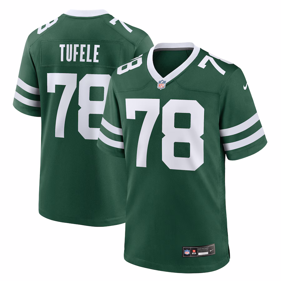 Men's New York Jets Jay Tufele Nike Legacy Green Team Game Jersey