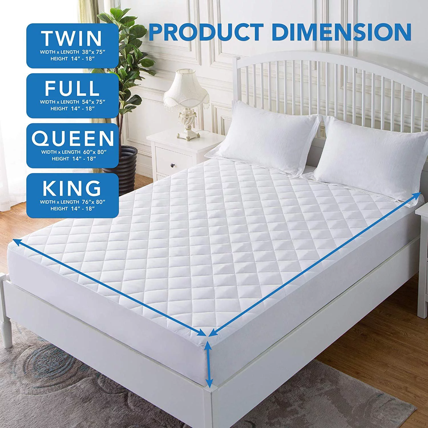 CALM NITE Waterproof Quilted Mattress Protector Queen Size Ultra-Soft, Breathable Bed Cover | Moisture-Wicking Polyester Fabric | Natural Hypoallergenic Sweat & Bed Bug Resistant - Curated Treasures Market