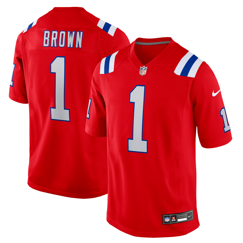 Men's New England Patriots A.J. Brown Nike Red Vapor F.U.S.E. Stitched Limited Jersey