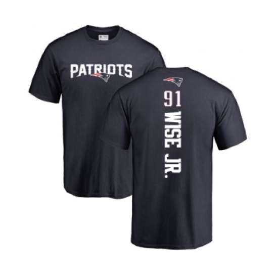 Football New England Patriots #91 Deatrich Wise Jr Navy Blue Backer T-Shirt