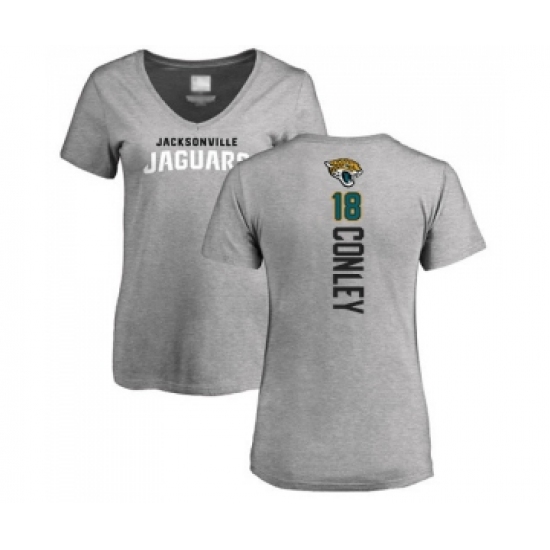 Football Women's Jacksonville Jaguars #18 Chris Conley Ash Backer T-Shirt