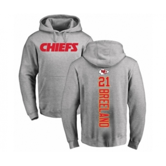 Football Kansas City Chiefs #21 Bashaud Breeland Ash Backer Pullover Hoodie