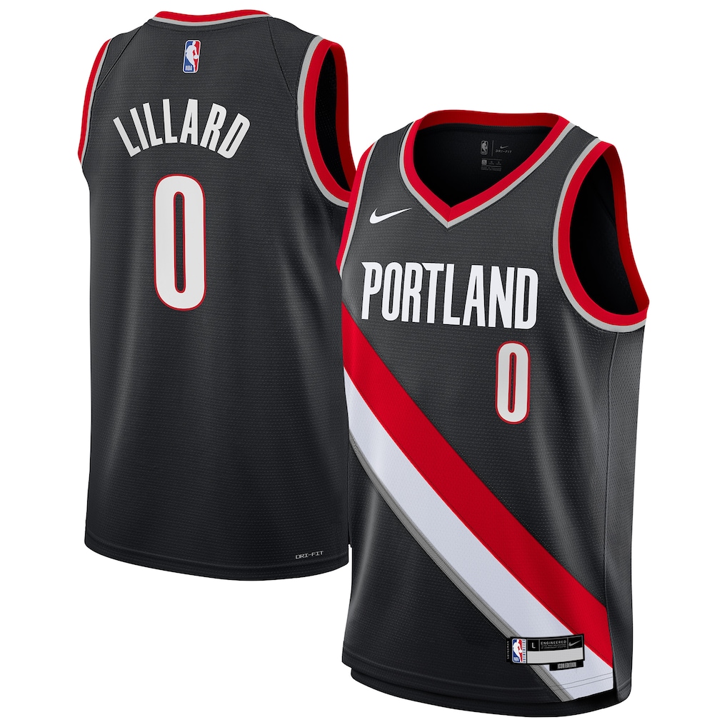 Youth Portland Trail Blazers Damian Lillard Nike Black Swingman Jersey - Icon Edition