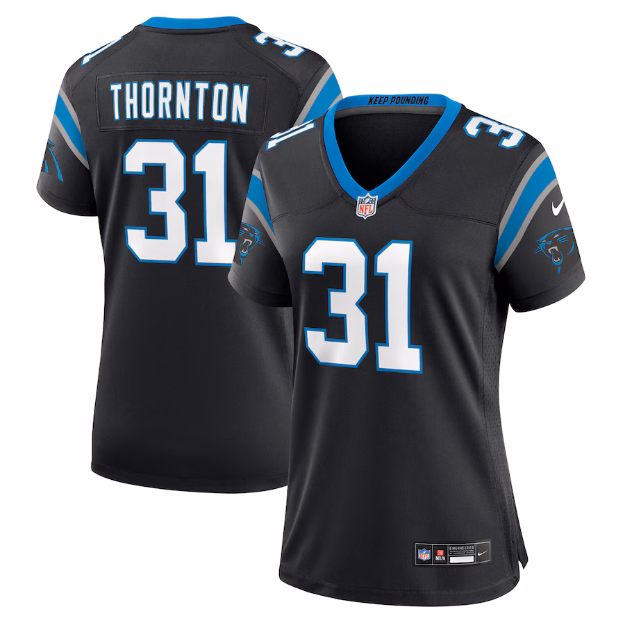 Women's Carolina Panthers Corey Thornton Nike Black Team Game Jersey