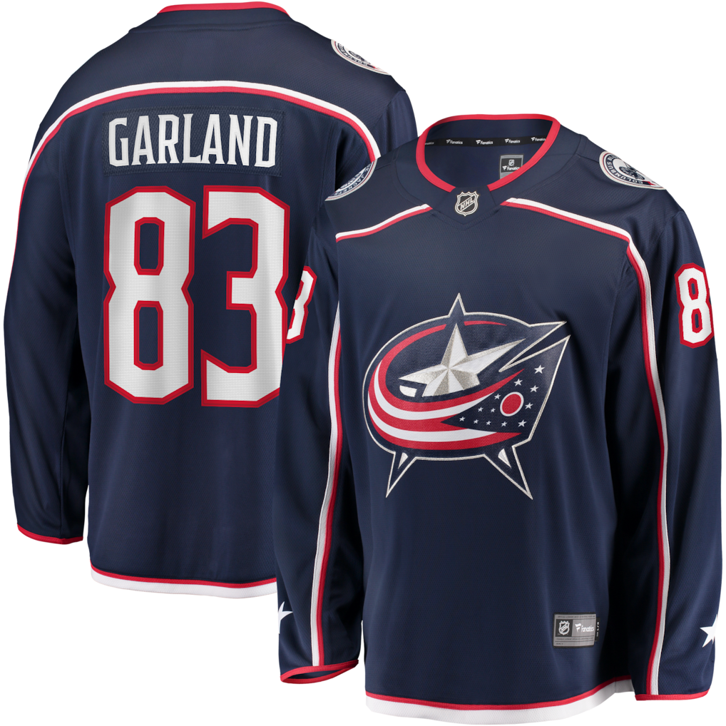 Men's Columbus Blue Jackets Conor Garland Fanatics Navy Home Breakaway Jersey