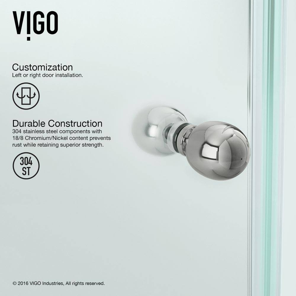 Vigo VG6061CHCL36WS Verona Frameless Neo-Angle Shower Enclosure with Low-Profile Base