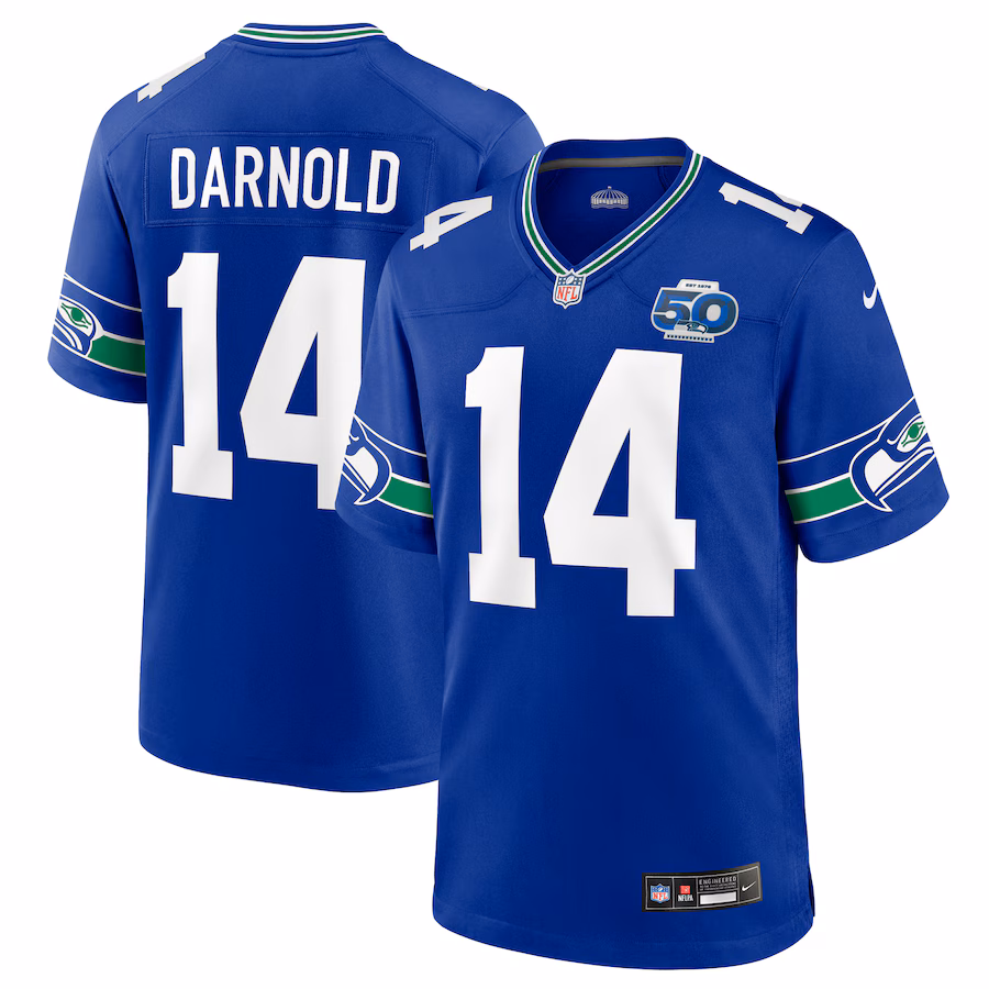 Men's Seattle Seahawks Sam Darnold Nike Royal Alternate 2 50th Season Game Jersey