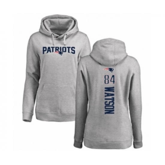 Football Women's New England Patriots #84 Benjamin Watson Ash Backer Pullover Hoodie