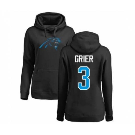 Football Women's Carolina Panthers #3 Will Grier Black Name & Number Logo Pullover Hoodie