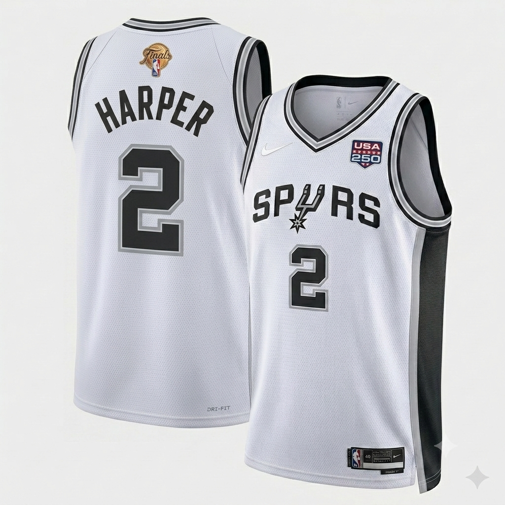 Men's San Antonio Spurs Dylan Harper Fanatics White 2025 NBA Draft First Round Pick Fast Break Replica Jersey - Icon Edition