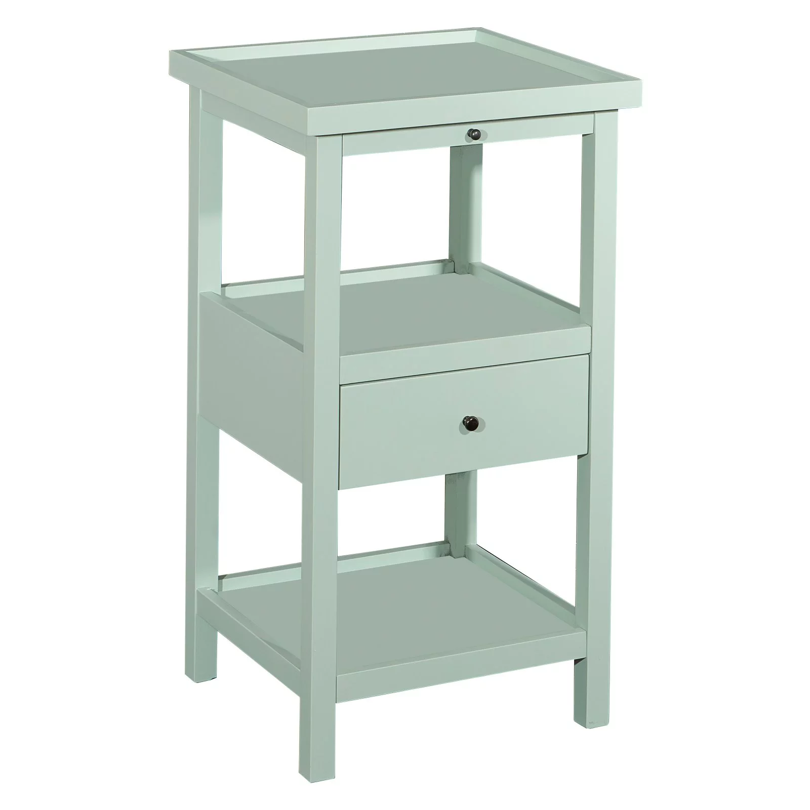 Palmer Farmhouse 3-Tier Single Drawer End Table with Pullout Tray and Shelf, White - Curated Treasures Market