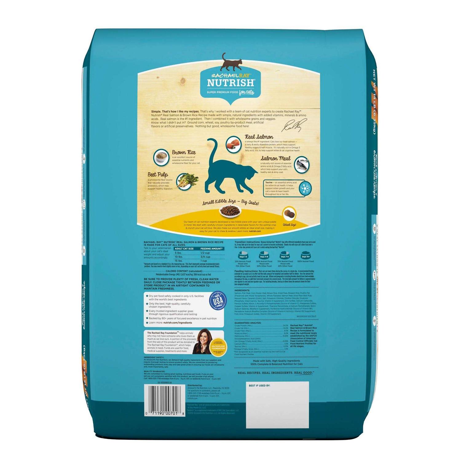 Rachael Ray Nutrish Natural Salmon & Brown Rice Recipe Dry Cat Food