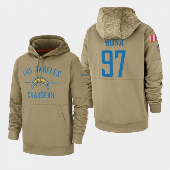Men's Los Angeles Chargers #97 Joey Bosa 2019 Salute to Service Sideline Therma Pullover Hoodie - Tan