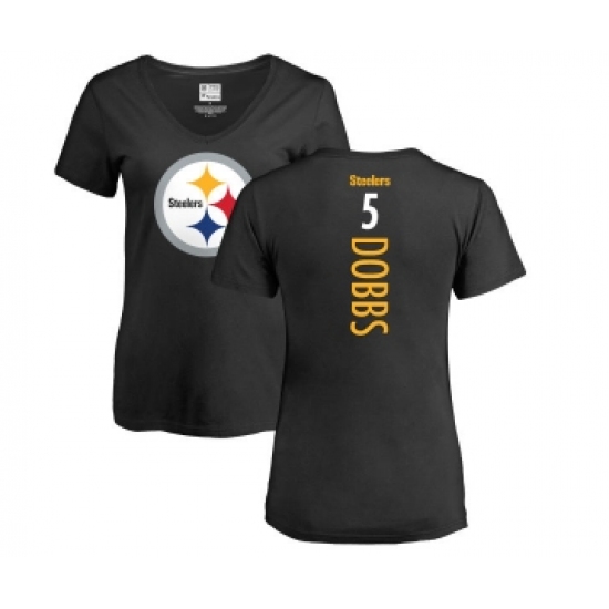 Football Women's Pittsburgh Steelers #5 Joshua Dobbs Black Backer Slim Fit T-Shirt
