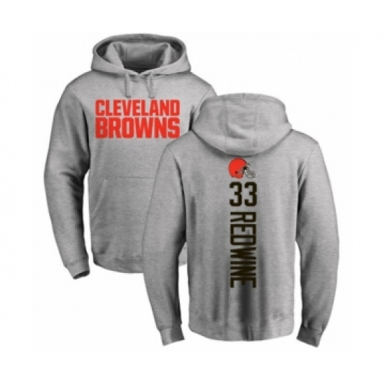 Football Cleveland Browns #33 Sheldrick Redwine Ash Backer Pullover Hoodie