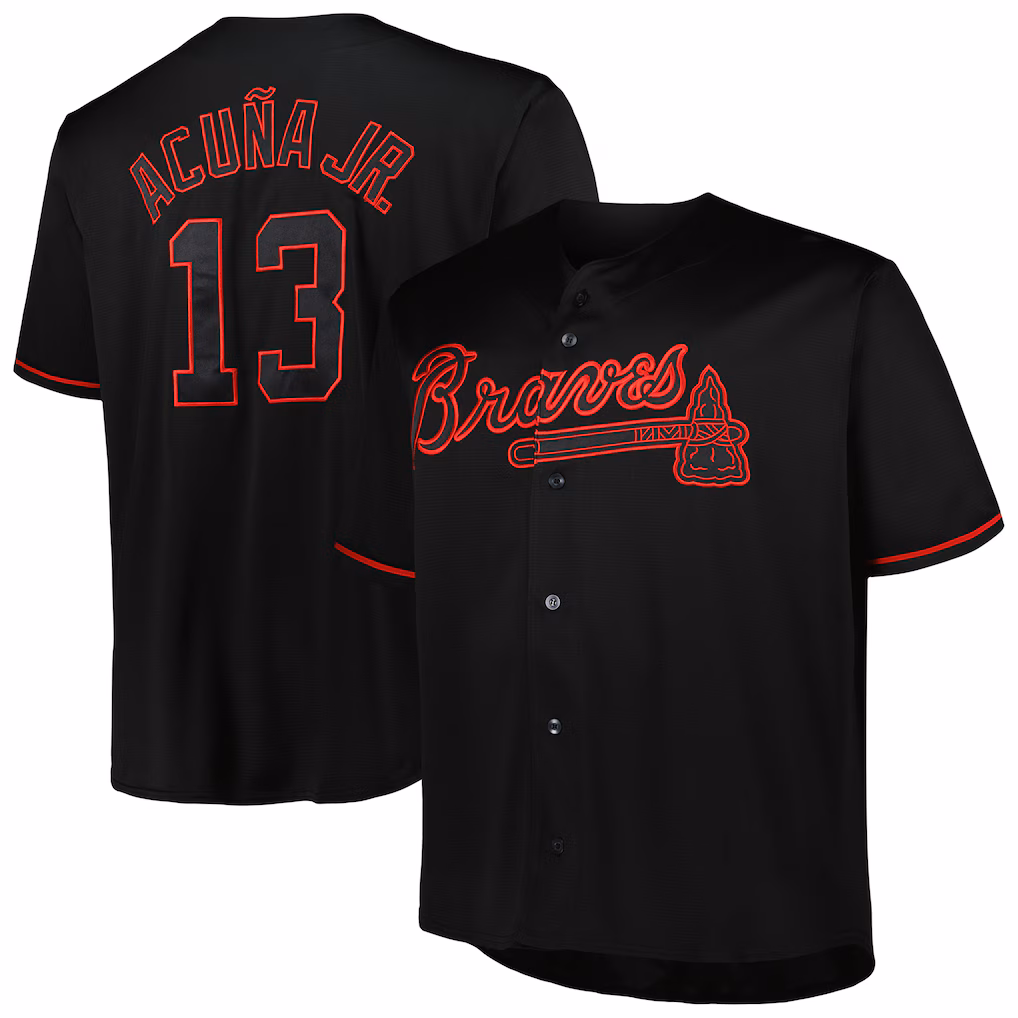 Men's Atlanta Braves Ronald Acuña Jr. Black Big & Tall Pop Fashion Jersey