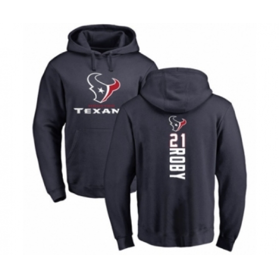 Football Houston Texans #21 Bradley Roby Navy Blue Backer Pullover Hoodie