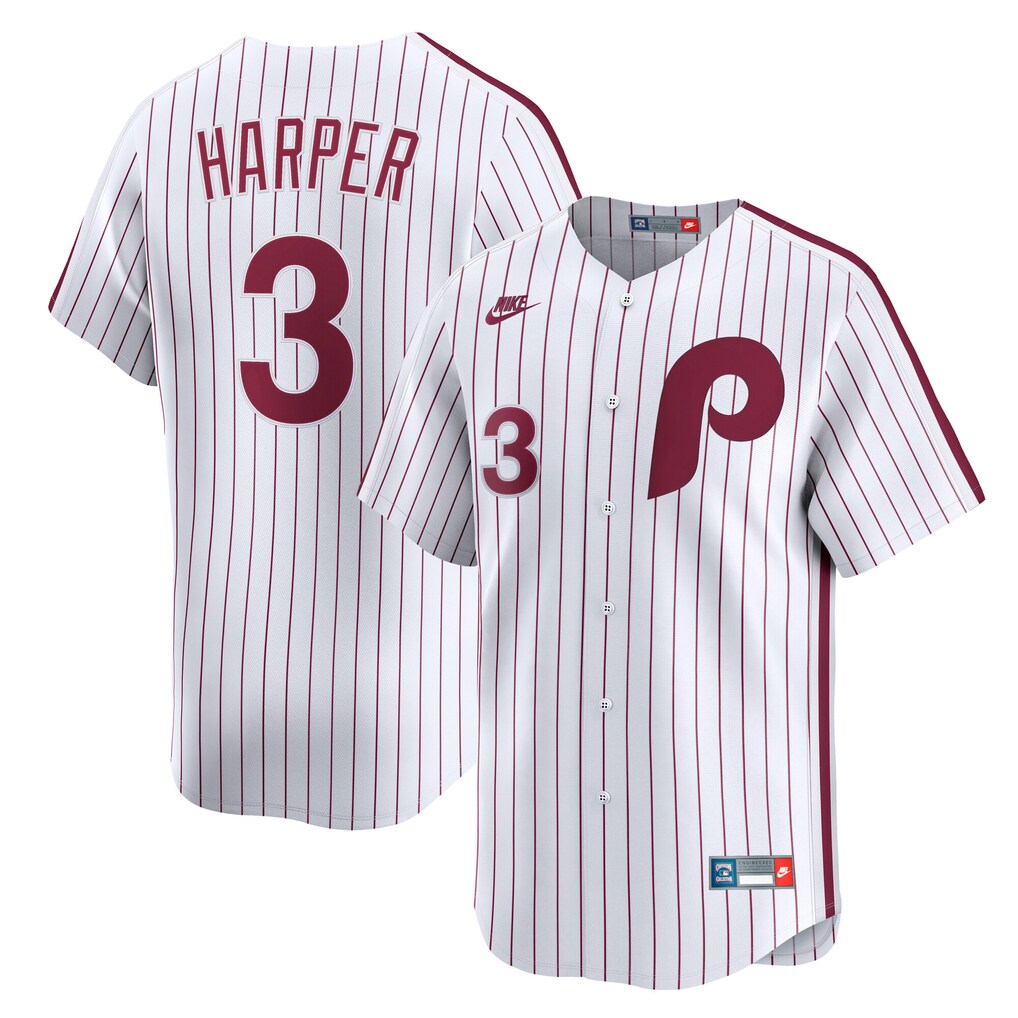 Men's Philadelphia Phillies Bryce Harper Nike White  Cooperstown Collection Limited Jersey