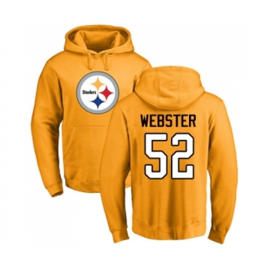 Football Pittsburgh Steelers #52 Mike Webster Gold Name & Number Logo Pullover Hoodie