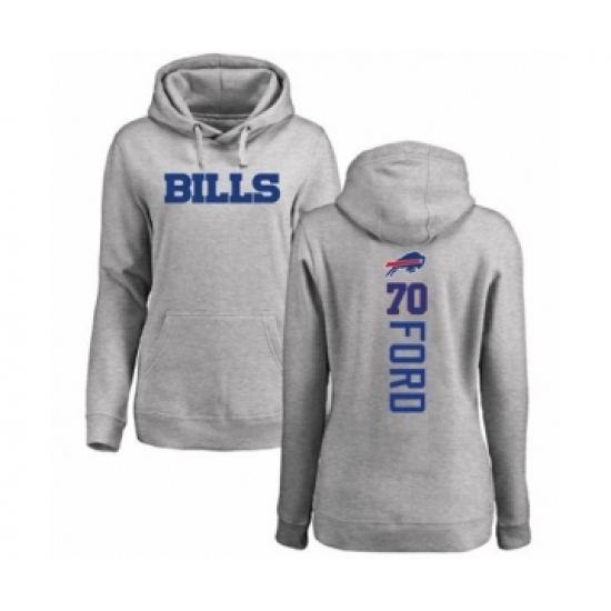 Football Women's Buffalo Bills #70 Cody Ford Ash Backer Pullover Hoodie