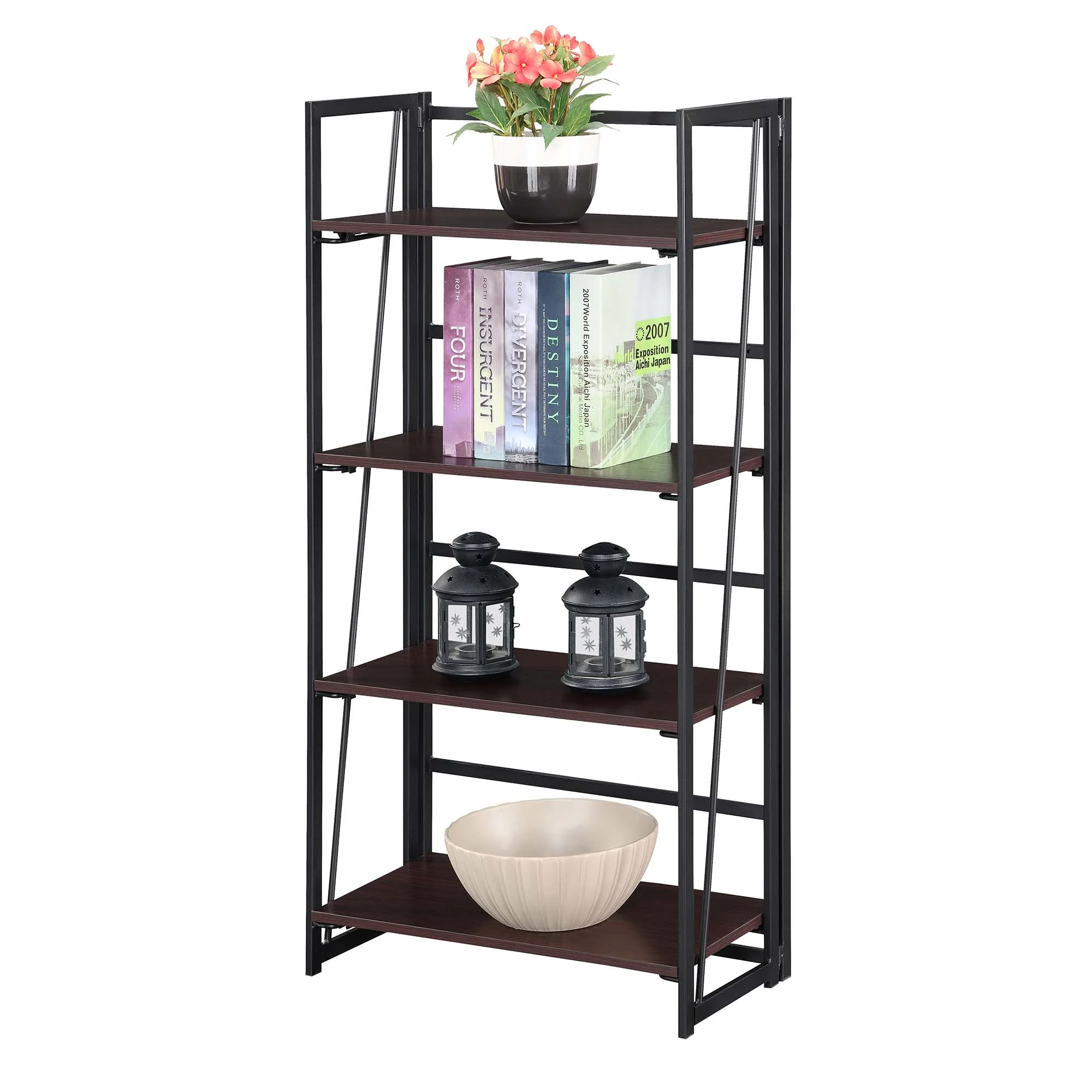 Convenience Concepts Xtra Folding 4 Tier Bookshelf, Multiple Finishes - Curated Treasures Market