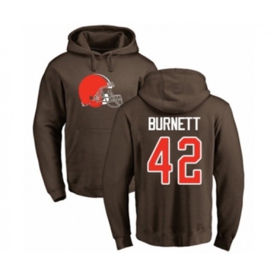 Football Cleveland Browns #42 Morgan Burnett Brown Name & Number Logo Pullover Hoodie