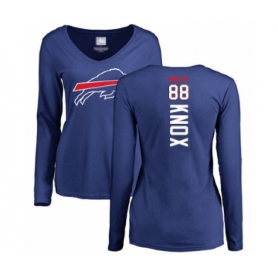 Football Women's Buffalo Bills #88 Dawson Knox Royal Blue Backer Long Sleeve T-Shirt