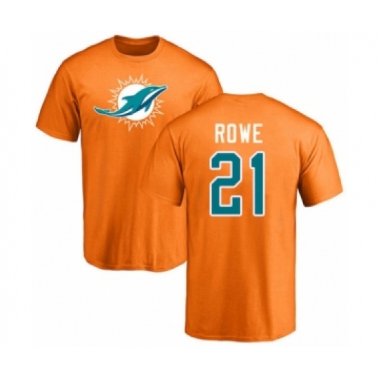 Football Miami Dolphins #21 Eric Rowe Orange Name & Number Logo T-Shirt