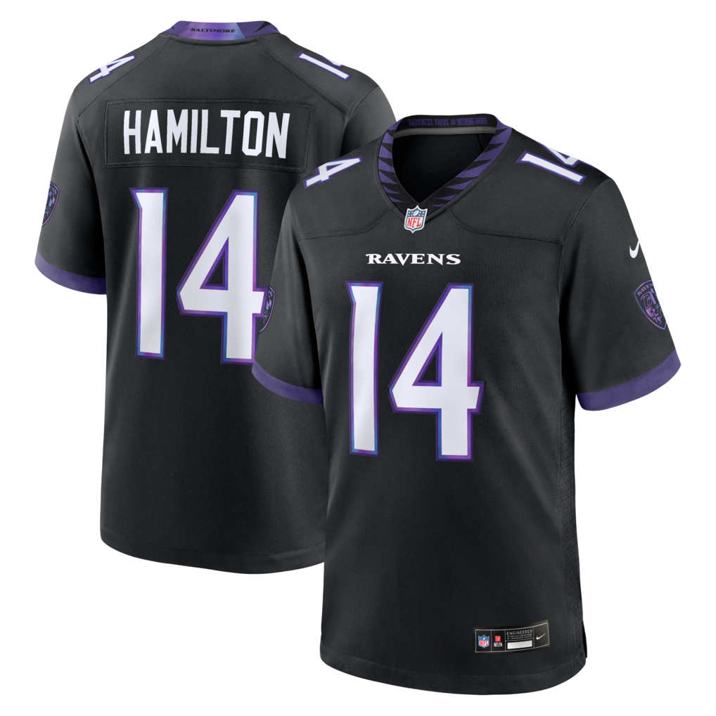 Men's Baltimore Ravens Kyle Hamilton Nike Black Alternate Game Jersey
