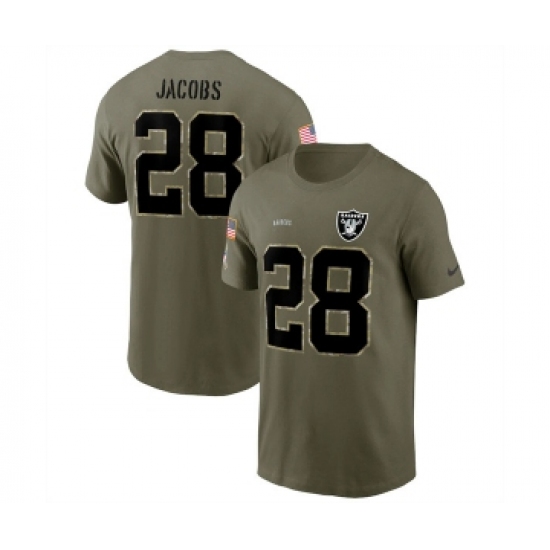 Men's Las Vegas Raiders #28 Josh Jacobs 2022 Olive Salute to Service T-Shirt