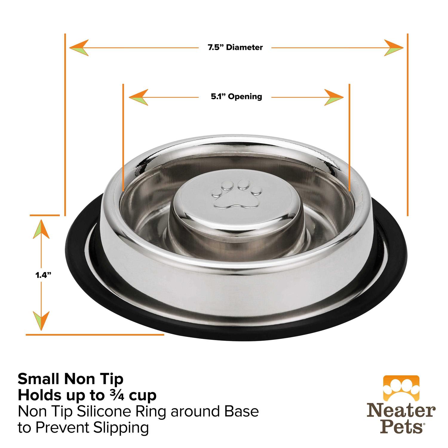 Neater Pet Brands Stainless Steel Slow Feed Bowl Non-Tip & Non-Skid - Pet Supplies online store