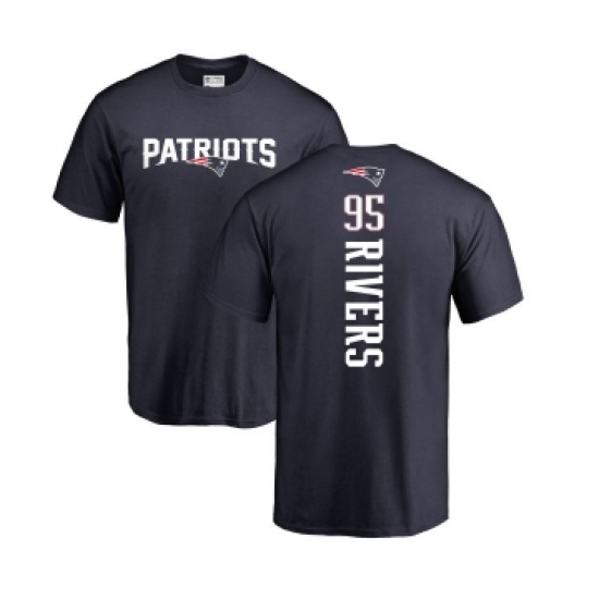 Football New England Patriots #95 Derek Rivers Navy Blue Name & Number Logo Long Sleeve T-Shirt