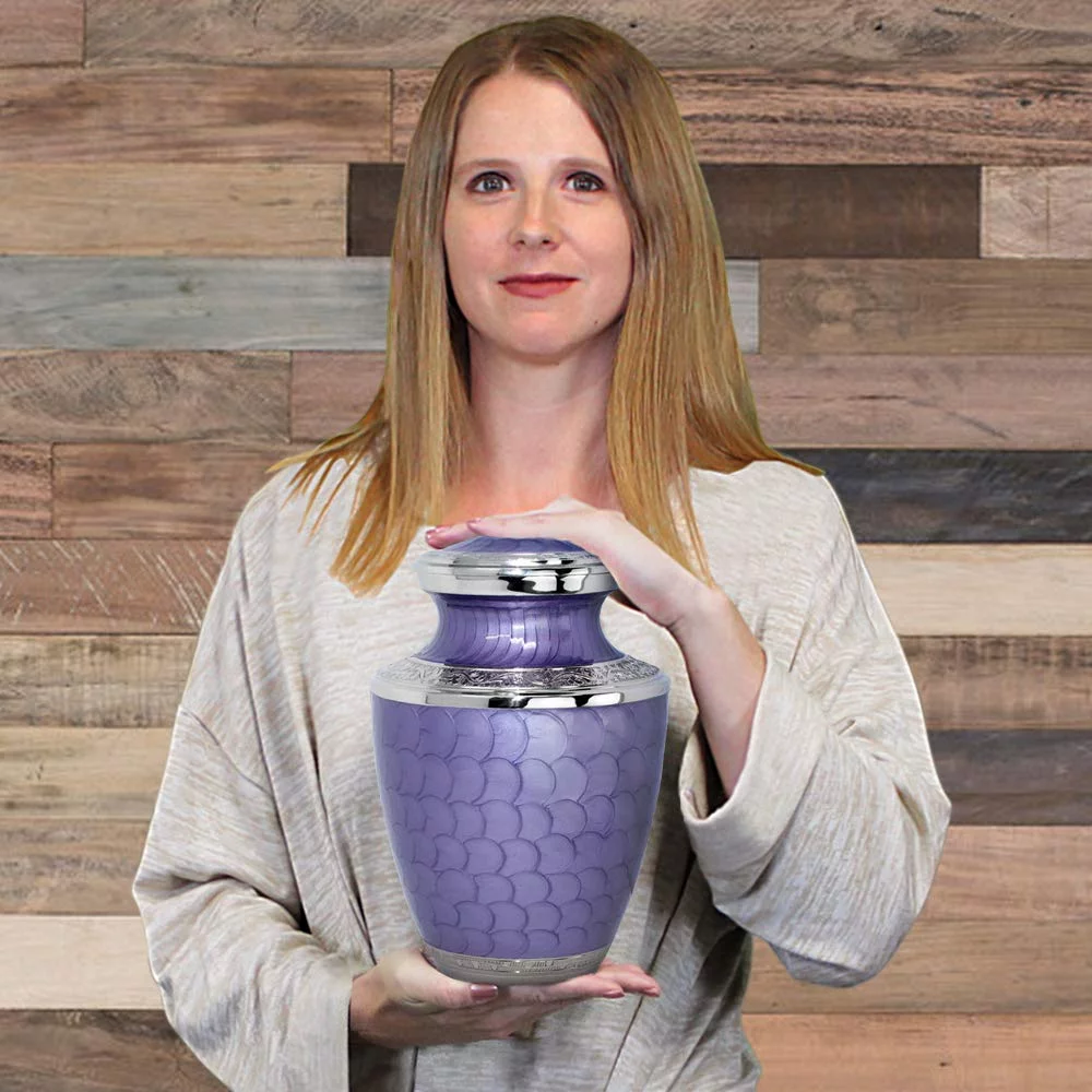 Trupoint Memorials Majestic Extra Large Lavender Adult Urn For Cremation Ashes in Home, For up to 330 lb Person with Velvet Bag - Curated Treasures Market