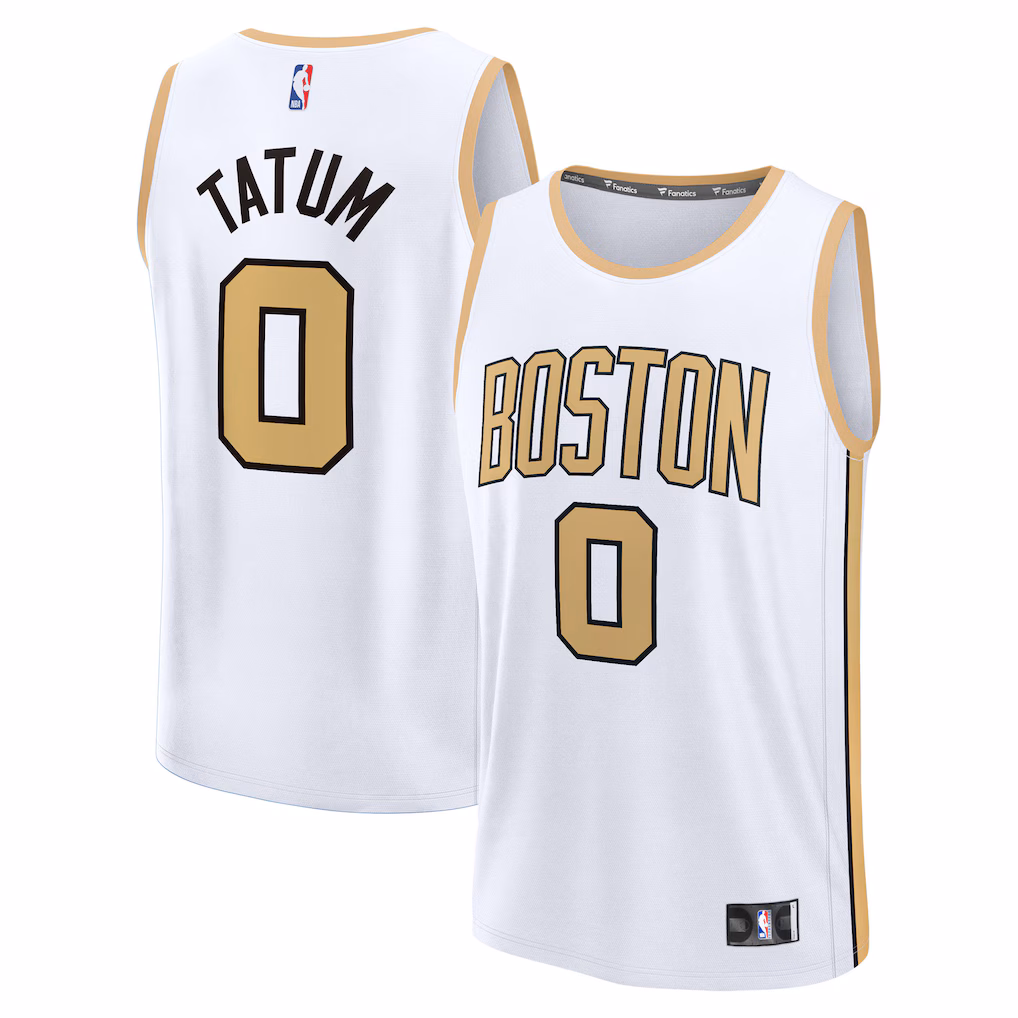 Youth Boston Celtics Jayson Tatum Fanatics White 2025/26 City Edition Fast Break Jersey