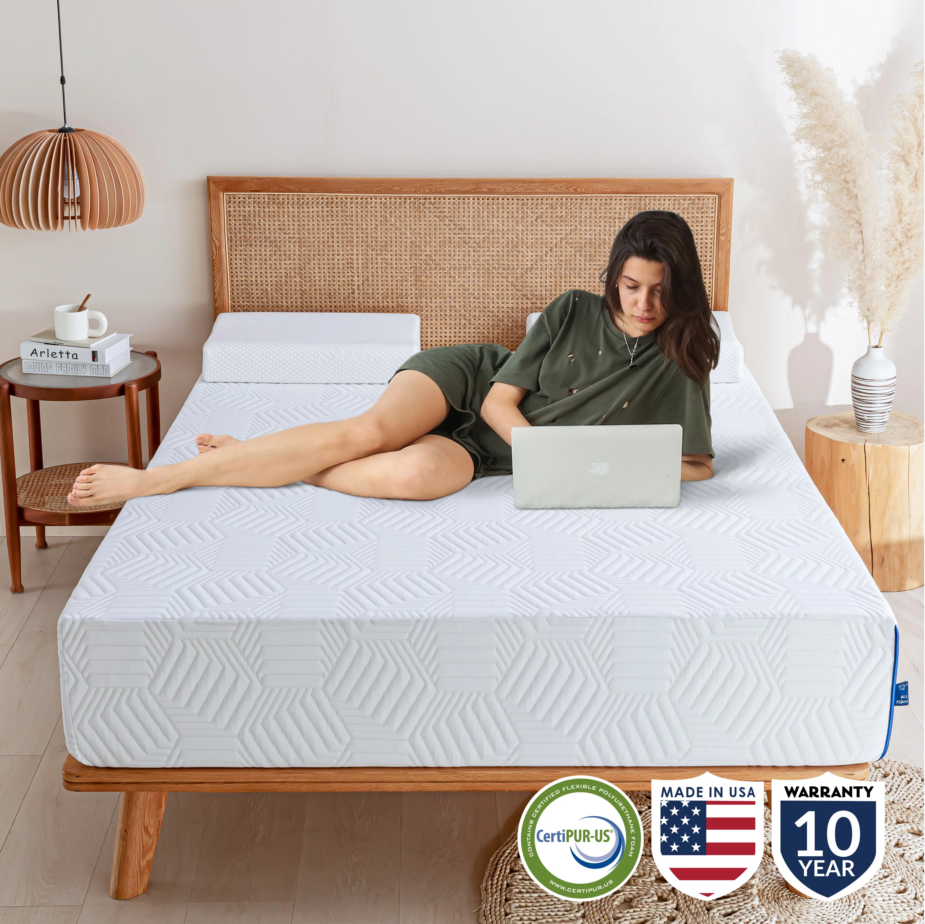 Ego 8 inch Green Tea Gel Infused Memory Foam Mattress in a Box, Twin