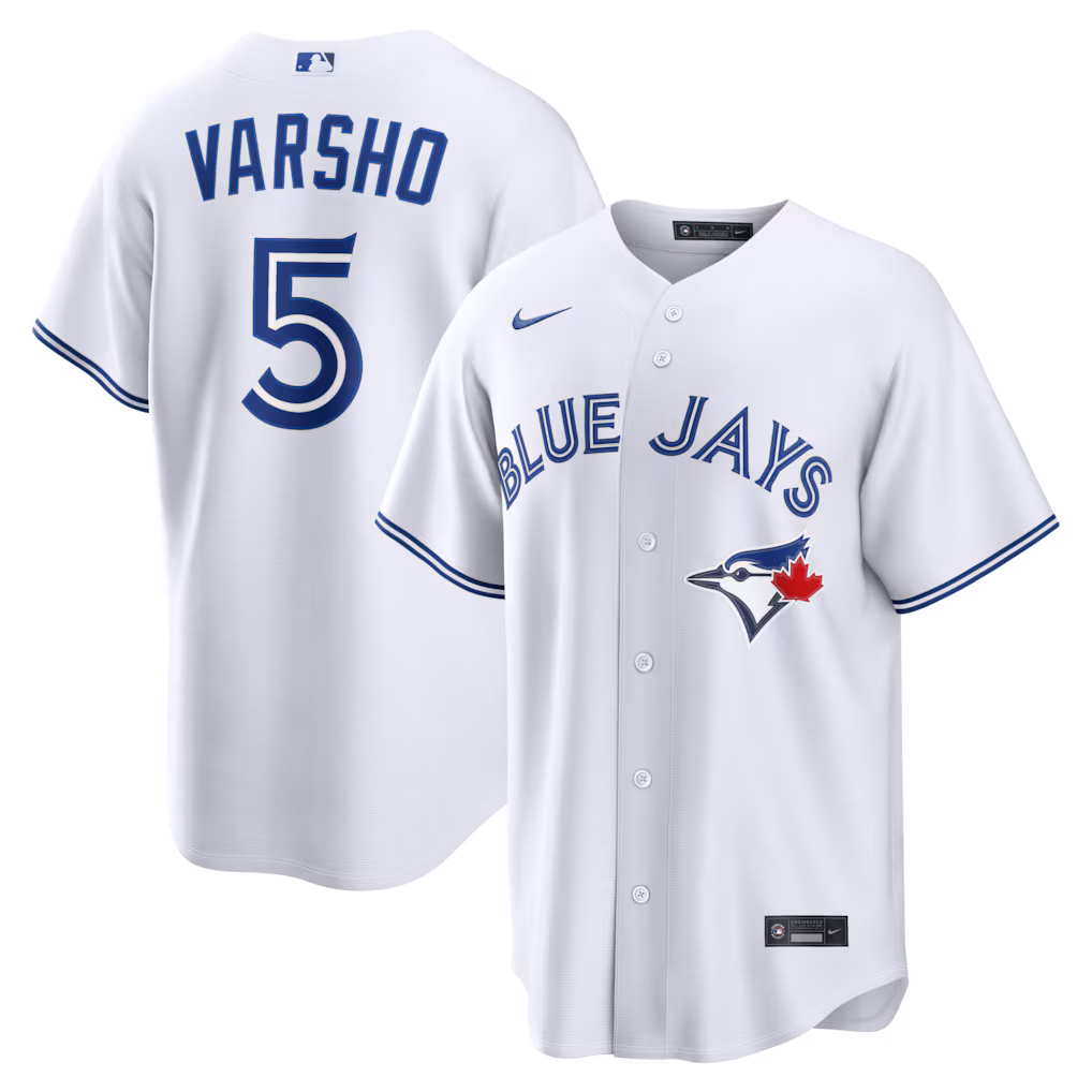 Men's Toronto Blue Jays Daulton Varsho Nike White Home Replica Jersey