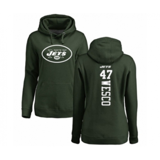 Football Women's New York Jets #47 Trevon Wesco Green Backer Pullover Hoodie
