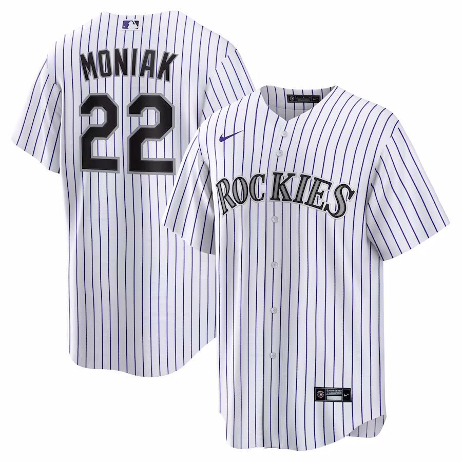 Men's Colorado Rockies Mickey Moniak Nike White Home Replica Jersey